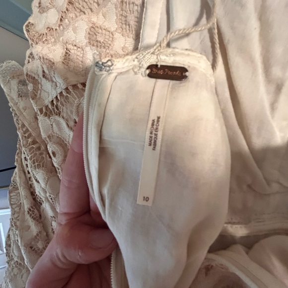 FREE PEOPLE Ivory Powder Pink Just Like Honey Lace Dress Coastal Cowgirl | 10 - Picture 5 of 8